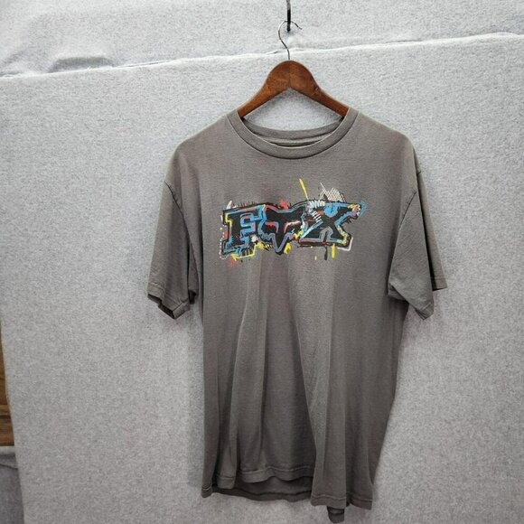 Fox Racing Graphic Logo T-Shirt Gray Short Sleeve Crew Neck 100% Cotton Men’s L - Picture 1 of 4